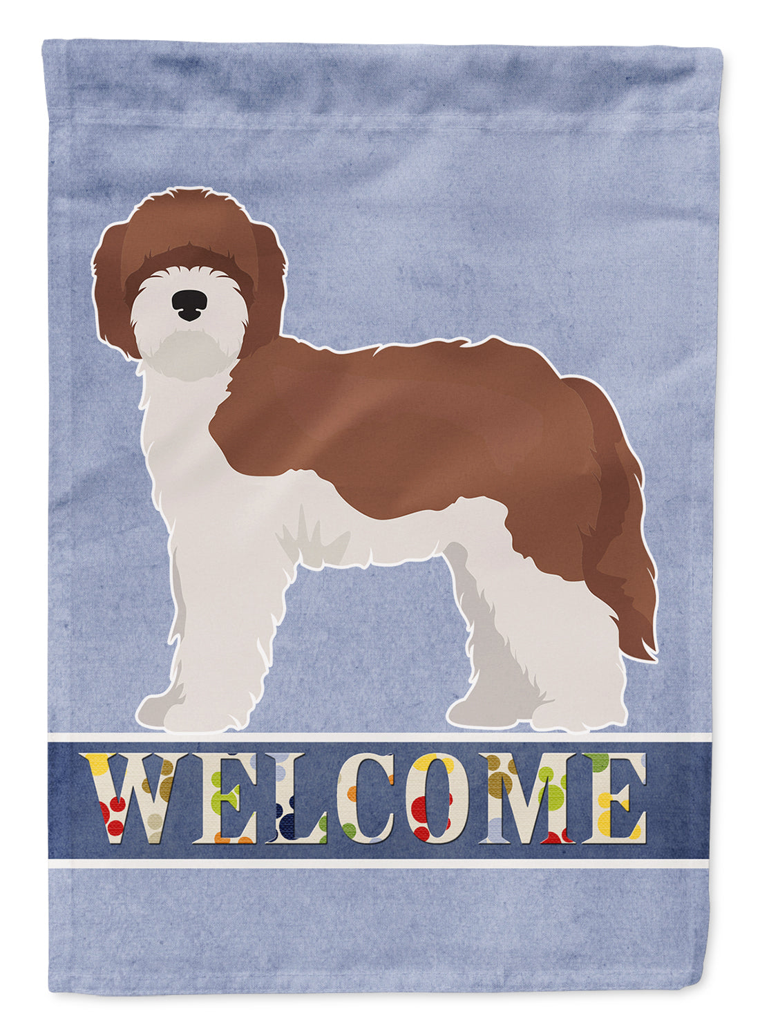 Sheepadoodle Welcome House Flag 28x40 Porch Sleeve Pole Decorative Outside Yard Banner Artwork Wall Hanging, Polyester