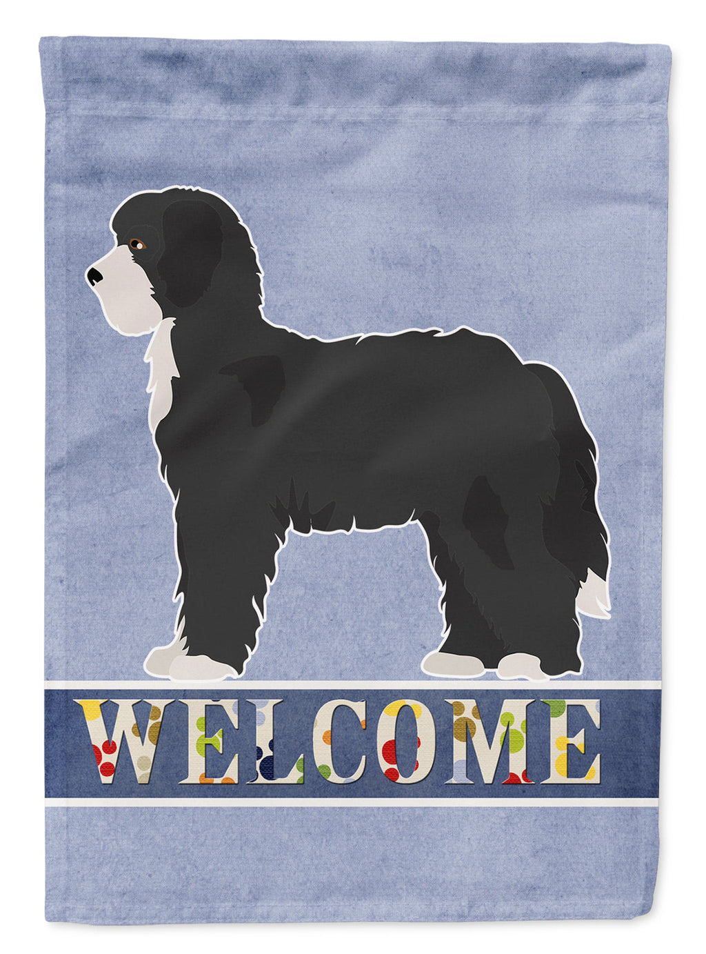 Black Sheepadoodle Welcome House Flag 28x40 Porch Sleeve Pole Decorative Outside Yard Banner Artwork Wall Hanging, Polyester