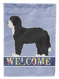 Black Sheepadoodle Welcome House Flag 28x40 Porch Sleeve Pole Decorative Outside Yard Banner Artwork Wall Hanging, Polyester