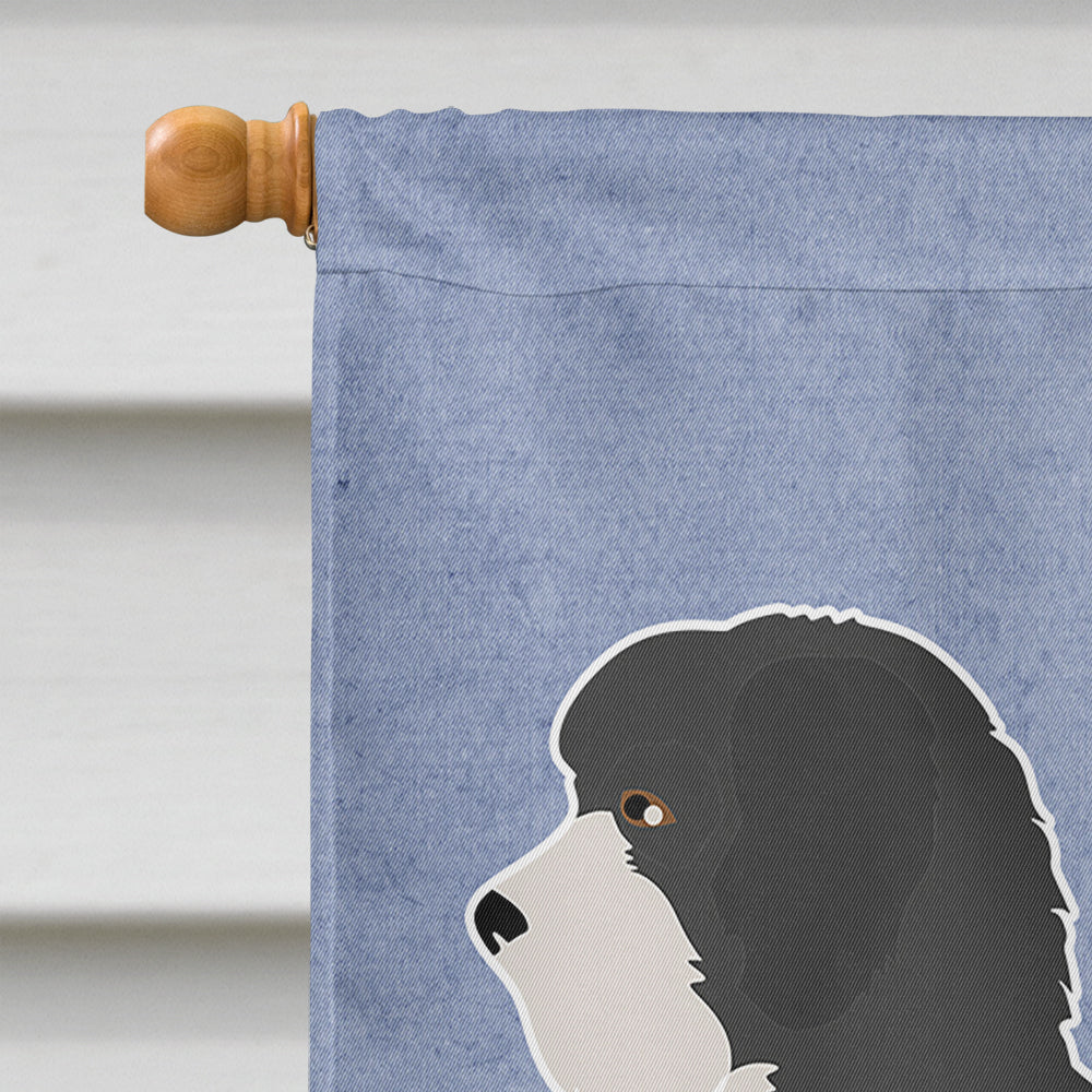 Black Sheepadoodle Welcome House Flag 28x40 Porch Sleeve Pole Decorative Outside Yard Banner Artwork Wall Hanging, Polyester