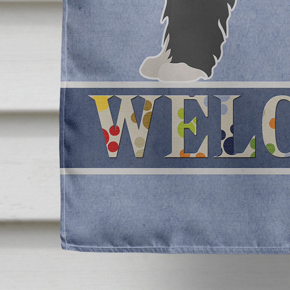 Black Sheepadoodle Welcome House Flag 28x40 Porch Sleeve Pole Decorative Outside Yard Banner Artwork Wall Hanging, Polyester