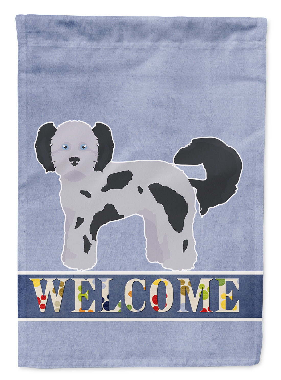 Shih Poo Welcome House Flag 28x40 Porch Sleeve Pole Decorative Outside Yard Banner Artwork Wall Hanging, Polyester