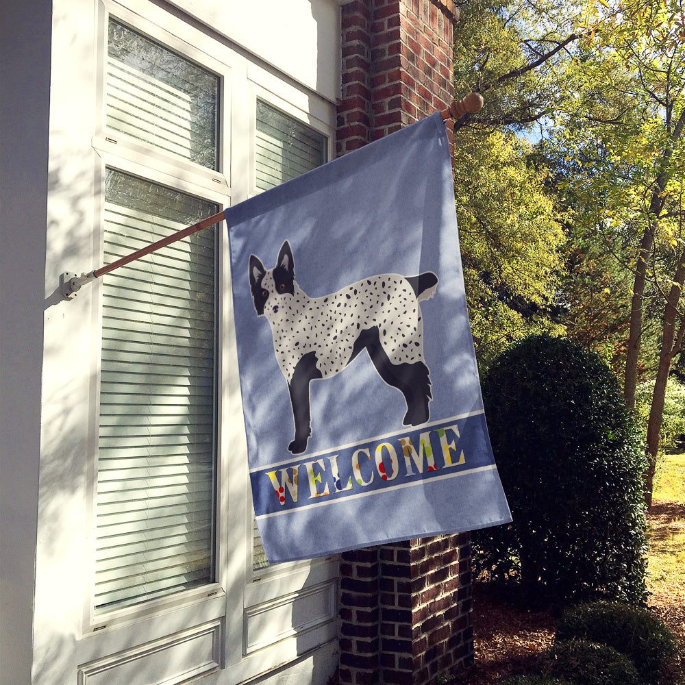 Texas Heeler Welcome House Flag 28x40 Porch Sleeve Pole Decorative Outside Yard Banner Artwork Wall Hanging, Polyester