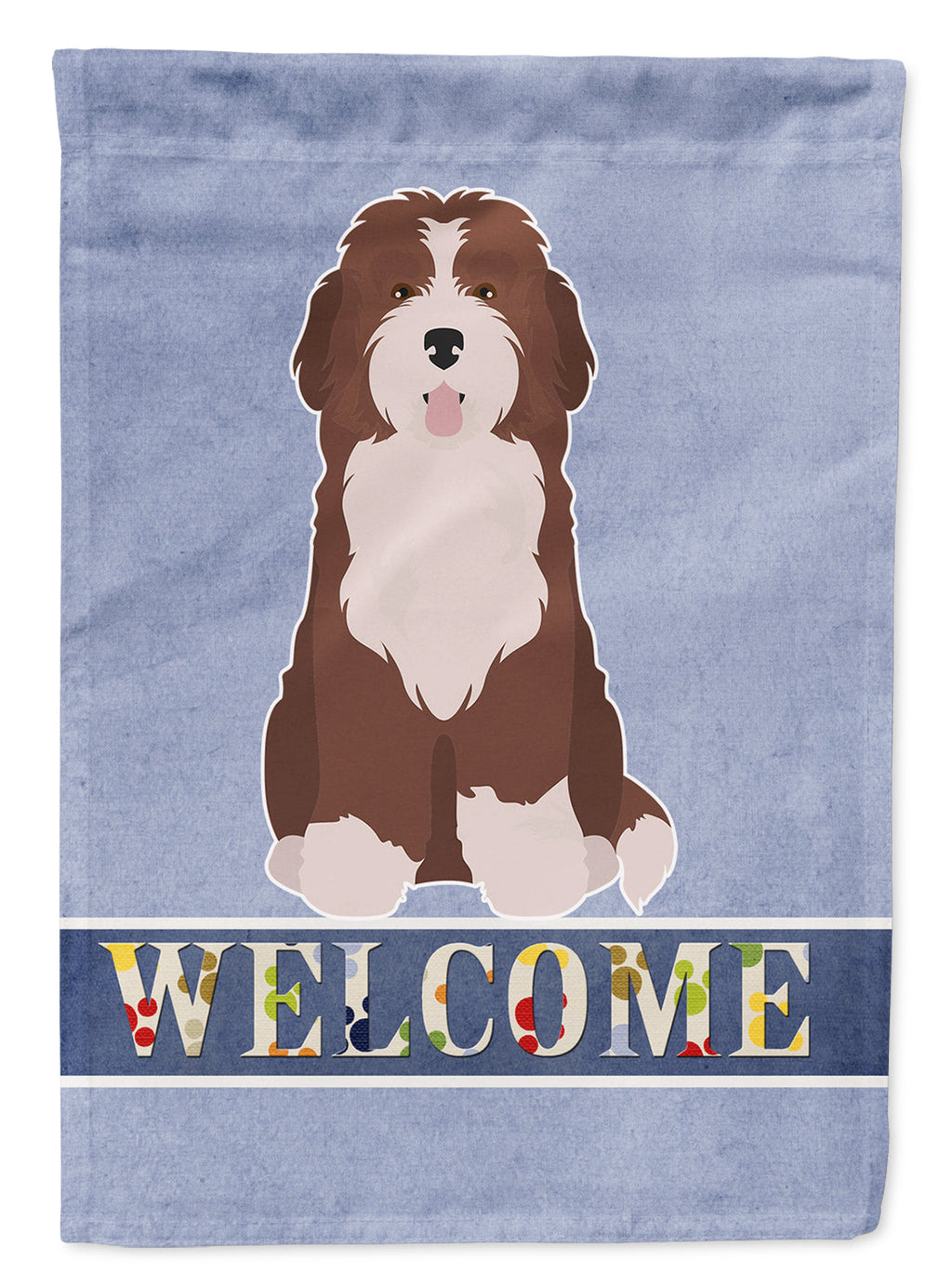 Bernedoodle #2 Welcome House Flag 28x40 Porch Sleeve Pole Decorative Outside Yard Banner Artwork Wall Hanging, Polyester
