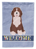 Bernedoodle #2 Welcome House Flag 28x40 Porch Sleeve Pole Decorative Outside Yard Banner Artwork Wall Hanging, Polyester