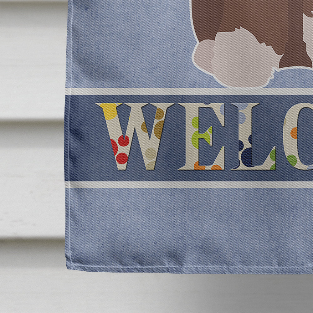 Bernedoodle #2 Welcome House Flag 28x40 Porch Sleeve Pole Decorative Outside Yard Banner Artwork Wall Hanging, Polyester