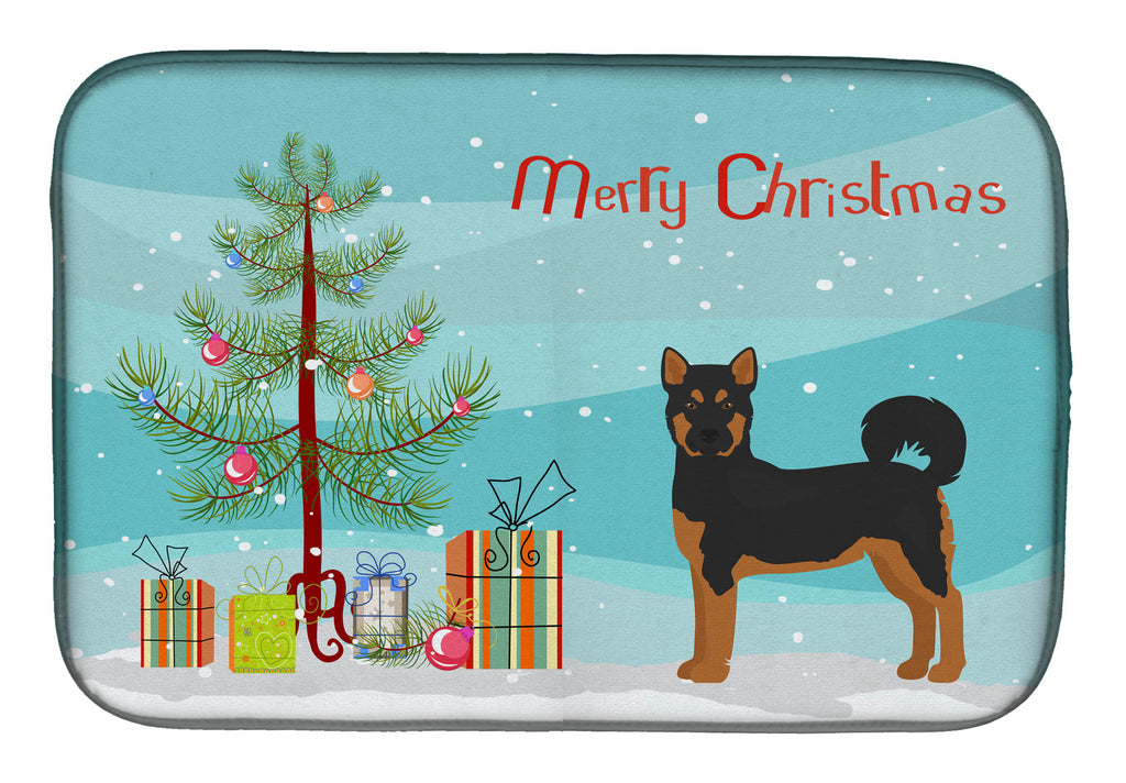 Akita Shepherd Black and Tan Christmas Tree Dish Drying Mat Absorbent Dish Drying Mat Pad for Kitchen Counter Dish Drainer Mat for Countertop, 14 x 21", Multicolor