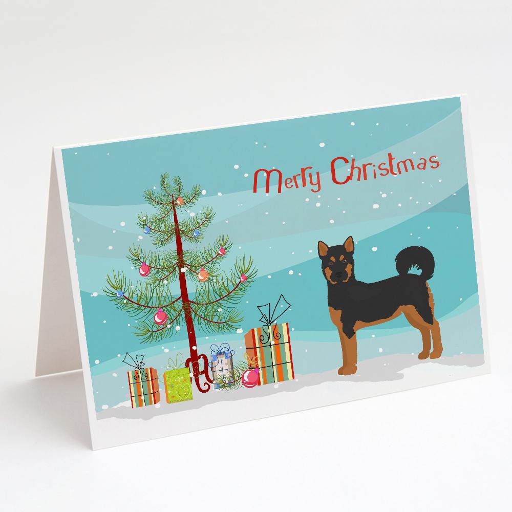Akita Shepherd Black and Tan Christmas Tree Greeting Cards Pack of 8 Blank Cards with Envelopes Whimsical A7 Size 5x7