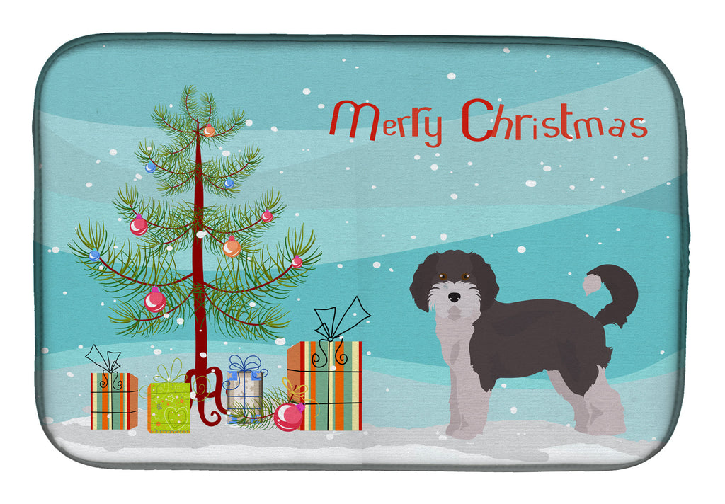 Aussiedoodle #1 Christmas Tree Dish Drying Mat Absorbent Dish Drying Mat Pad for Kitchen Counter Dish Drainer Mat for Countertop, 14 x 21", Multicolor