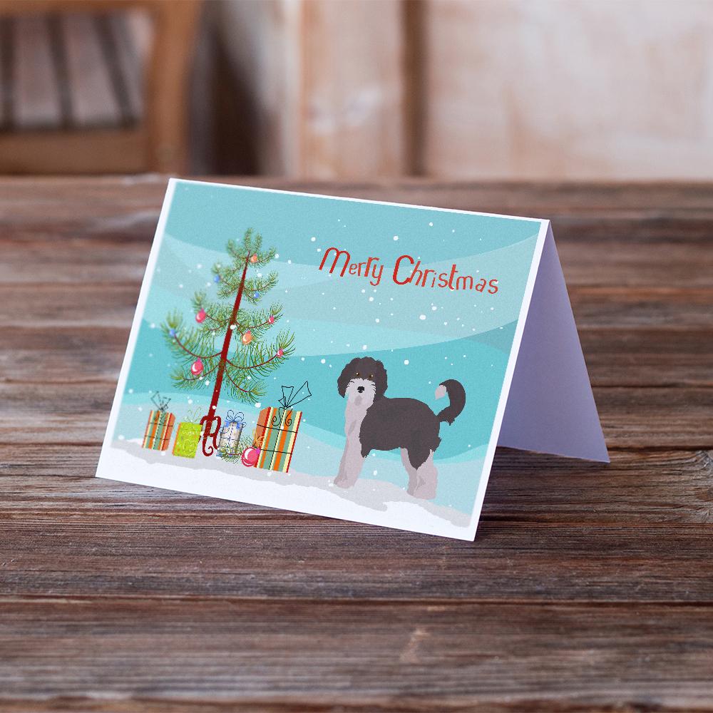 Aussiedoodle #1 Christmas Tree Greeting Cards Pack of 8 Blank Cards with Envelopes Whimsical A7 Size 5x7