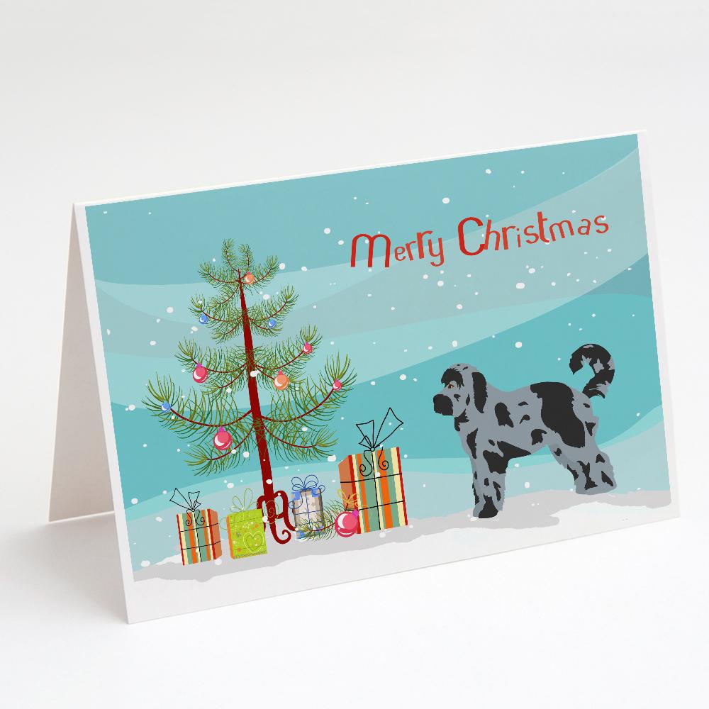 Aussiedoodle #2 Christmas Tree Greeting Cards Pack of 8 Blank Cards with Envelopes Whimsical A7 Size 5x7