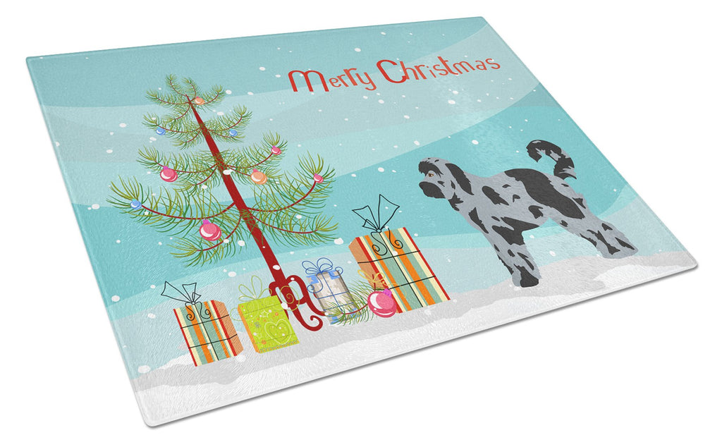 Aussiedoodle #2 Christmas Tree Cutting Board Tempered Glass Kitchen Cutting Surface, Heat Resistant Chopping, Non-Slip Feet, Food Prep & Serving