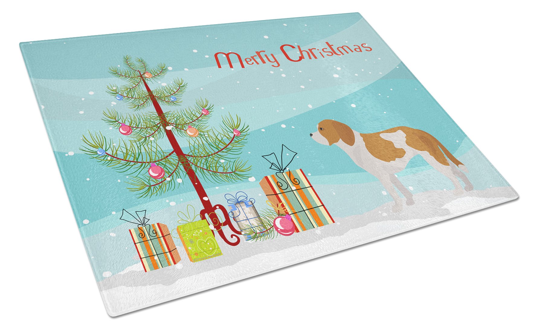 Beaglier #1 Christmas Tree Cutting Board Tempered Glass Kitchen Cutting Surface, Heat Resistant Chopping, Non-Slip Feet, Food Prep & Serving