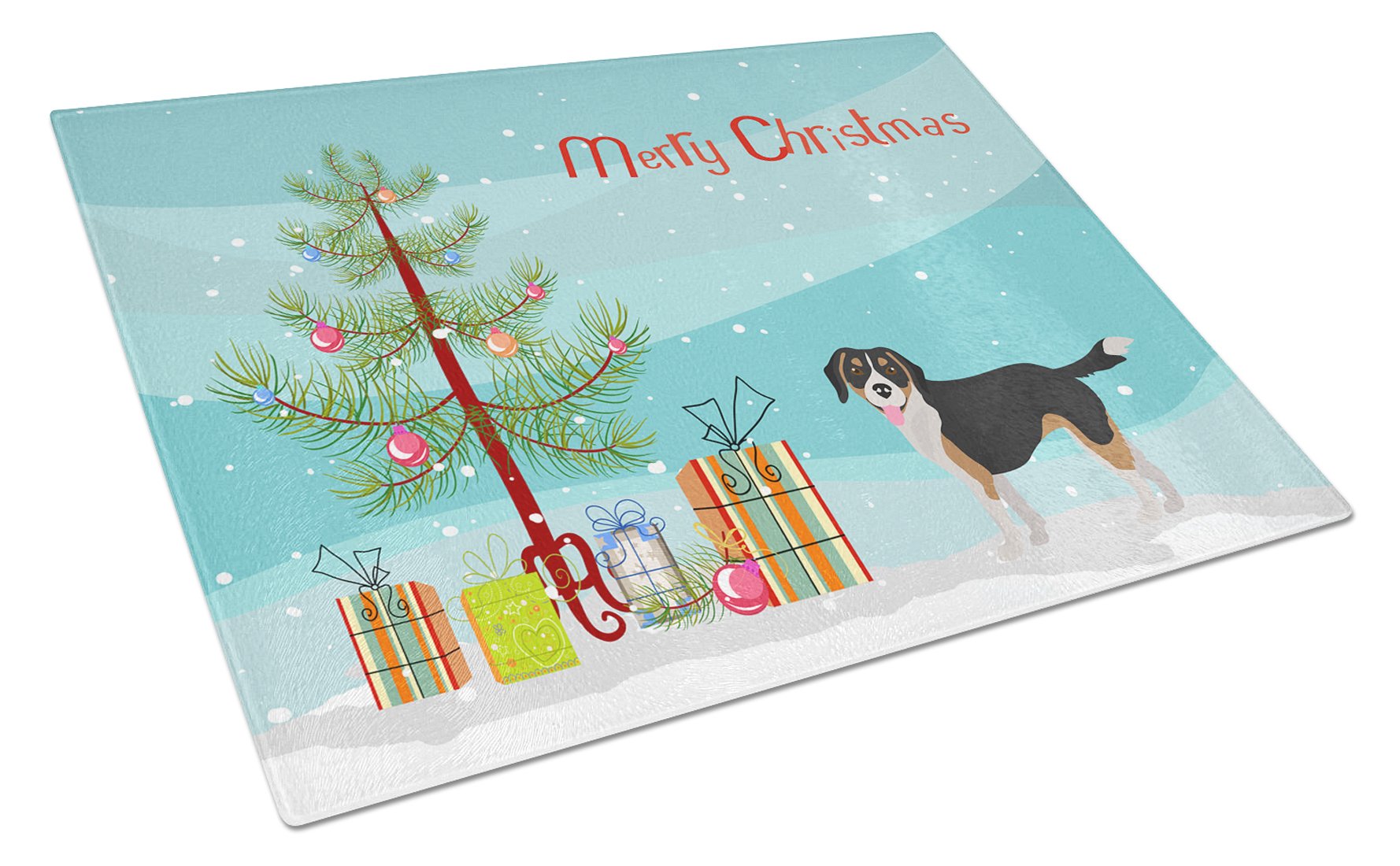 Beaglier #2 Christmas Tree Cutting Board Tempered Glass Kitchen Cutting Surface, Heat Resistant Chopping, Non-Slip Feet, Food Prep & Serving