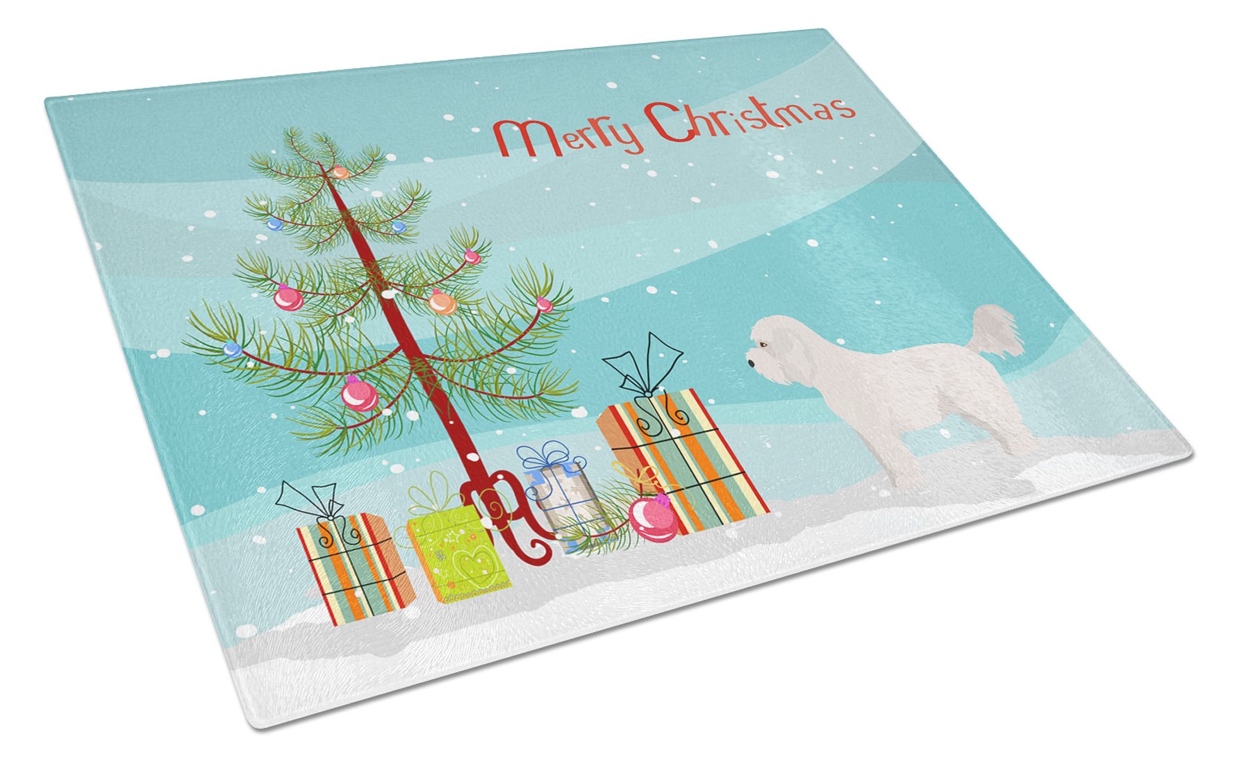 Bichpoo White Christmas Tree Cutting Board Tempered Glass Kitchen Cutting Surface, Heat Resistant Chopping, Non-Slip Feet, Food Prep & Serving