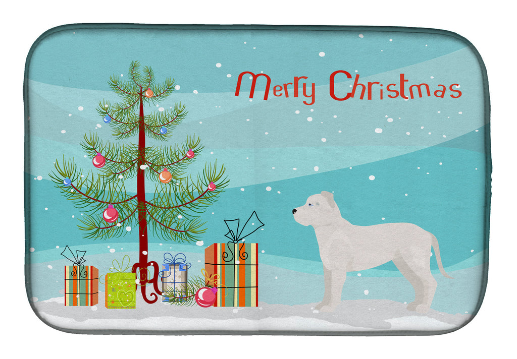 White Bullboxer Christmas Tree Dish Drying Mat Absorbent Dish Drying Mat Pad for Kitchen Counter Dish Drainer Mat for Countertop, 14 x 21", Multicolor