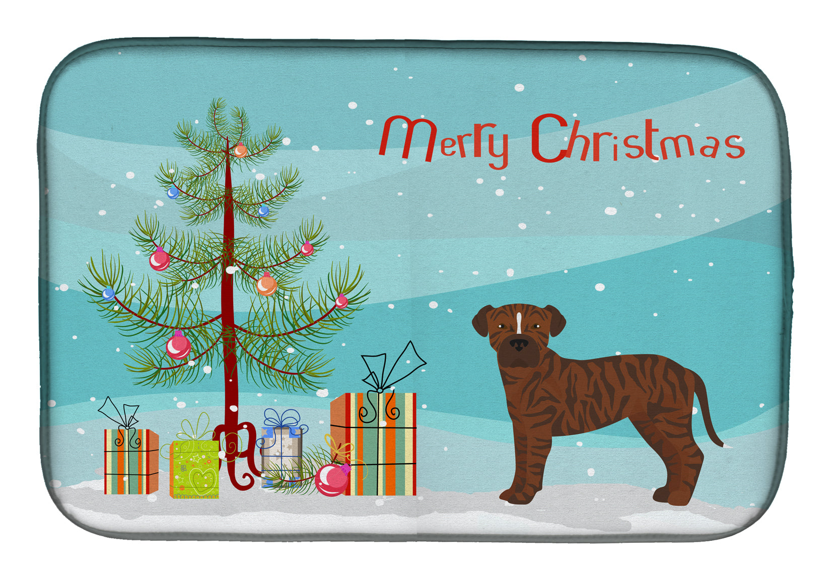 Bullboxer Christmas Tree Dish Drying Mat Absorbent Dish Drying Mat Pad for Kitchen Counter Dish Drainer Mat for Countertop, 14 x 21", Multicolor