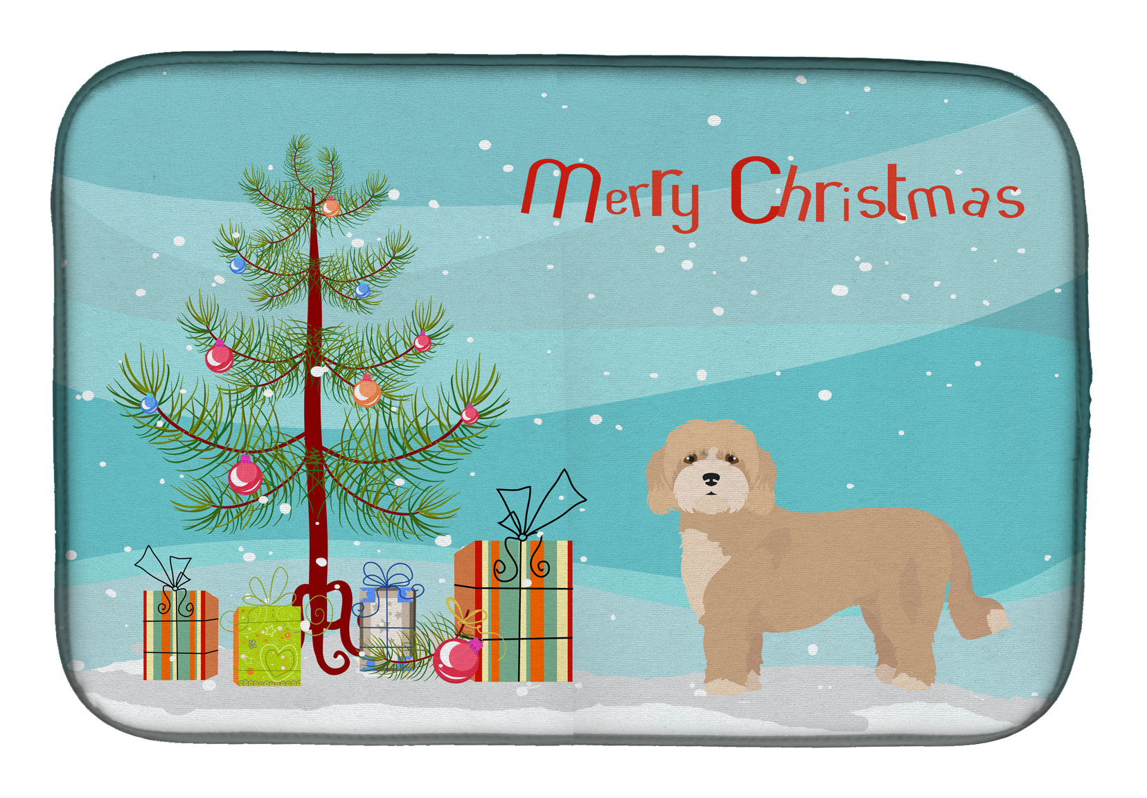 Cavachon Christmas Tree Dish Drying Mat Absorbent Dish Drying Mat Pad for Kitchen Counter Dish Drainer Mat for Countertop, 14 x 21", Multicolor