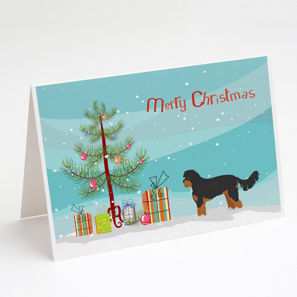 Black and Tan Cavapoo Christmas Tree Greeting Cards Pack of 8 Blank Cards with Envelopes Whimsical A7 Size 5x7