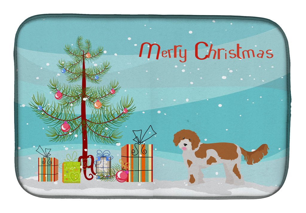 Cavapoo Christmas Tree Dish Drying Mat Absorbent Dish Drying Mat Pad for Kitchen Counter Dish Drainer Mat for Countertop, 14 x 21", Multicolor