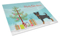 Black and Tan Chion Christmas Tree Cutting Board Tempered Glass Kitchen Cutting Surface, Heat Resistant Chopping, Non-Slip Feet, Food Prep & Serving