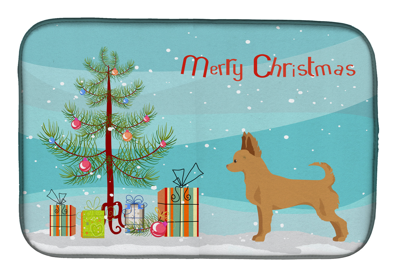 Tan Chion Christmas Tree Dish Drying Mat Absorbent Dish Drying Mat Pad for Kitchen Counter Dish Drainer Mat for Countertop, 14 x 21", Multicolor