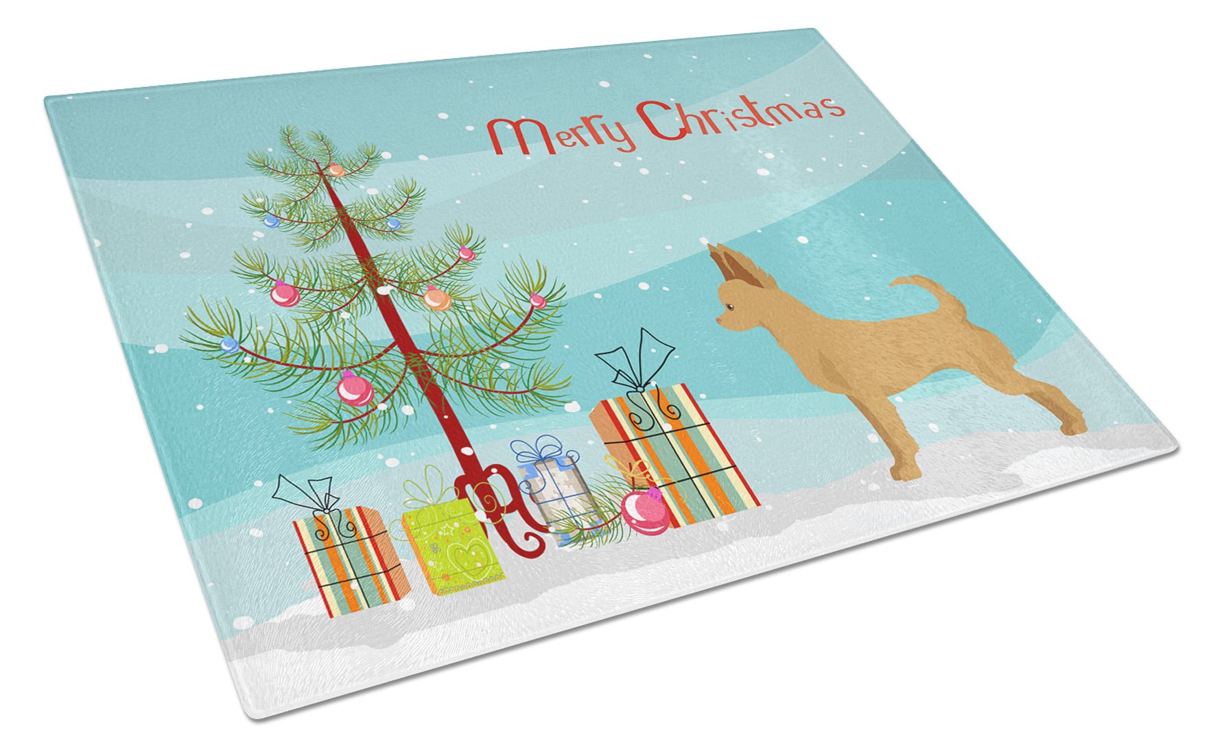 Tan Chion Christmas Tree Cutting Board Tempered Glass Kitchen Cutting Surface, Heat Resistant Chopping, Non-Slip Feet, Food Prep & Serving