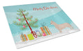 Tan Chiweenie Christmas Tree Cutting Board Tempered Glass Kitchen Cutting Surface, Heat Resistant Chopping, Non-Slip Feet, Food Prep & Serving