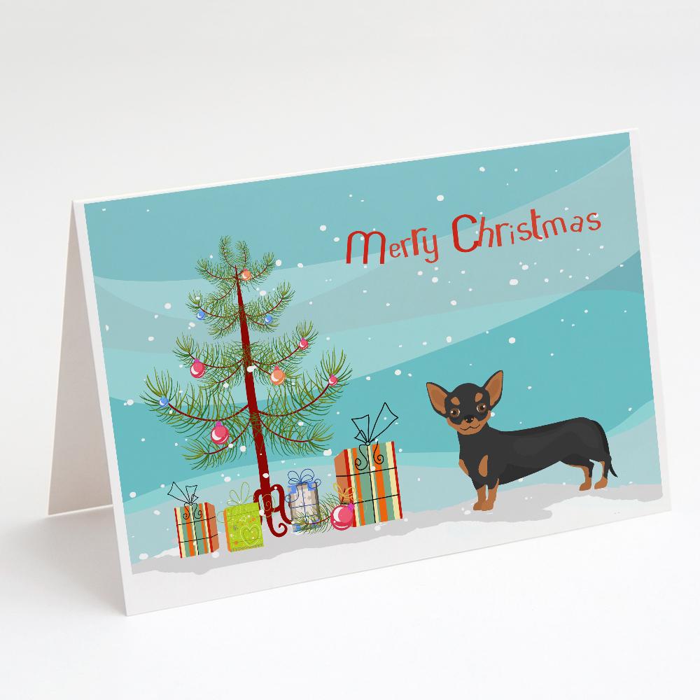 Black and Tan Chiweenie Christmas Tree Greeting Cards Pack of 8 Blank Cards with Envelopes Whimsical A7 Size 5x7