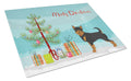 Black and Tan Chorkie Christmas Tree Cutting Board Tempered Glass Kitchen Cutting Surface, Heat Resistant Chopping, Non-Slip Feet, Food Prep & Serving