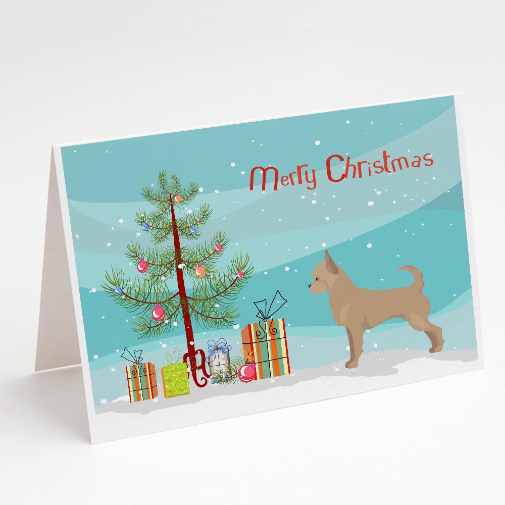 Tan Chorkie Christmas Tree Greeting Cards Pack of 8 Blank Cards with Envelopes Whimsical A7 Size 5x7
