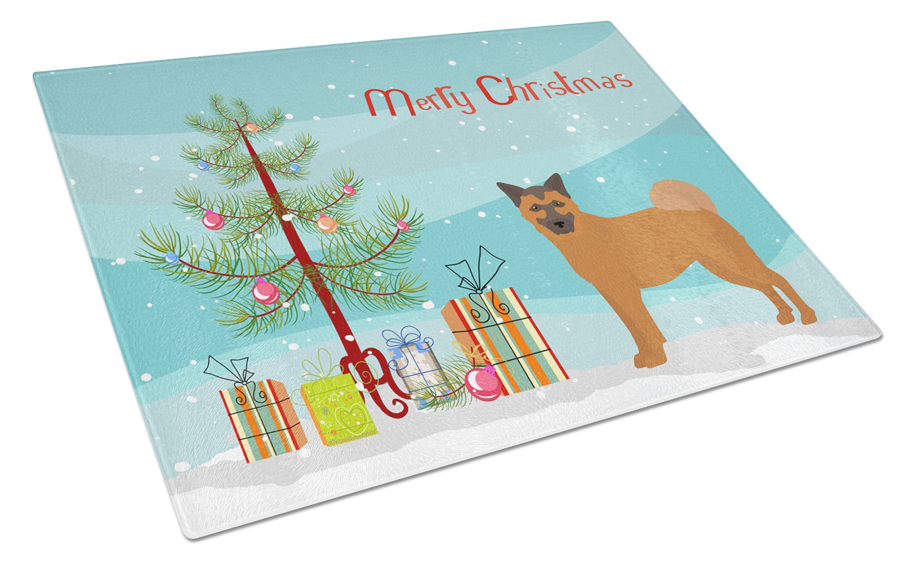 Chow Shepherd Christmas Tree Cutting Board Tempered Glass Kitchen Cutting Surface, Heat Resistant Chopping, Non-Slip Feet, Food Prep & Serving