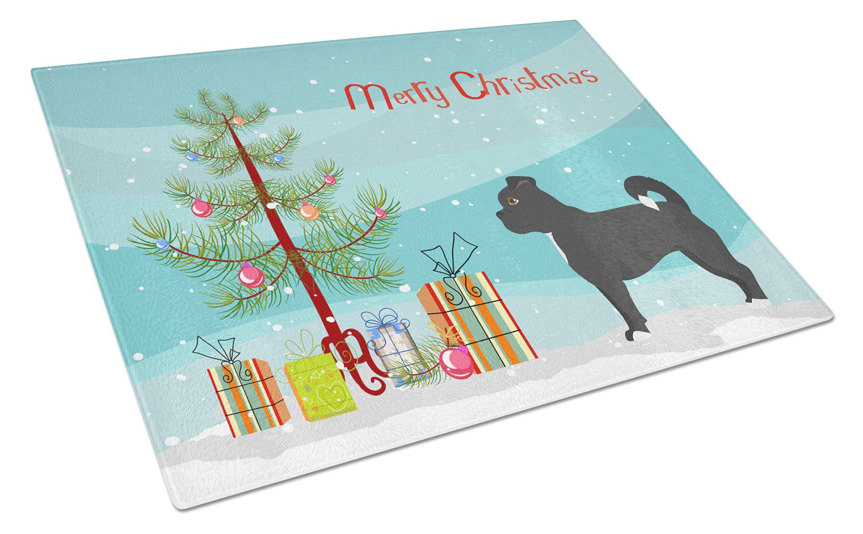 Black Chug Christmas Tree Cutting Board Tempered Glass Kitchen Cutting Surface, Heat Resistant Chopping, Non-Slip Feet, Food Prep & Serving