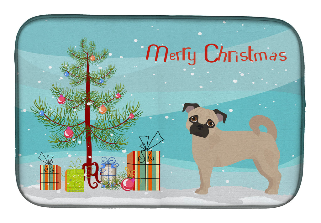 Fawn Chug Christmas Tree Dish Drying Mat Absorbent Dish Drying Mat Pad for Kitchen Counter Dish Drainer Mat for Countertop, 14 x 21", Multicolor