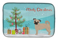 Fawn Chug Christmas Tree Dish Drying Mat Absorbent Dish Drying Mat Pad for Kitchen Counter Dish Drainer Mat for Countertop, 14 x 21", Multicolor