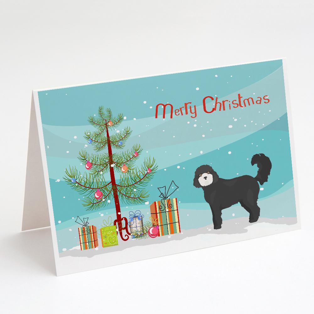 Black Cockapoo Christmas Tree Greeting Cards Pack of 8 Blank Cards with Envelopes Whimsical A7 Size 5x7