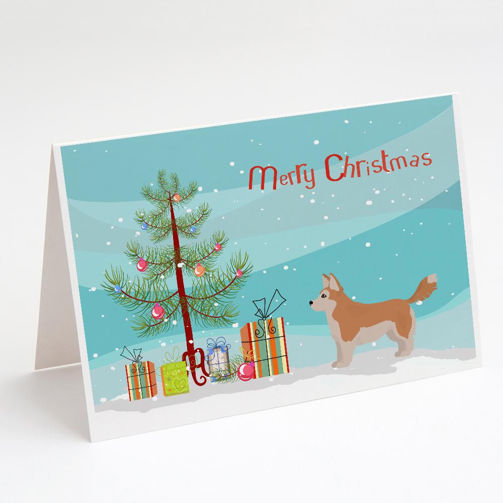 Corgi Husky Mix Christmas Tree Greeting Cards Pack of 8 Blank Cards with Envelopes Whimsical A7 Size 5x7