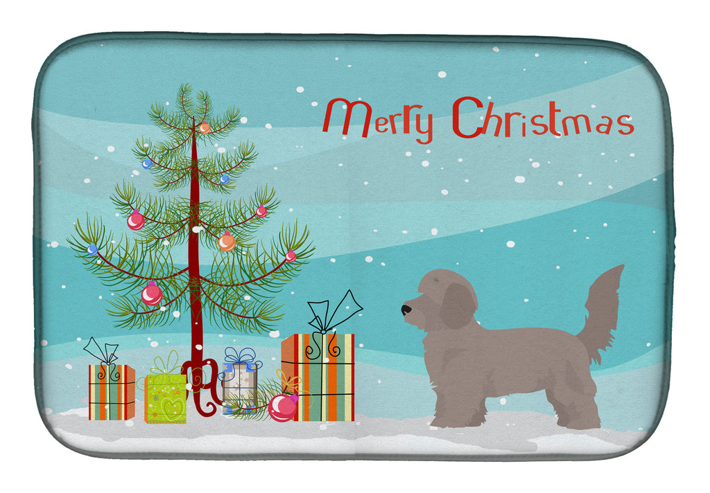 Doxiepoo Christmas Tree Dish Drying Mat Absorbent Dish Drying Mat Pad for Kitchen Counter Dish Drainer Mat for Countertop, 14 x 21", Multicolor