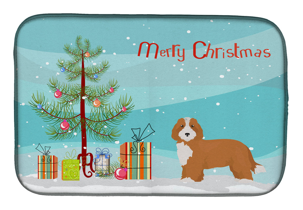 Doxiepoo #2 Christmas Tree Dish Drying Mat Absorbent Dish Drying Mat Pad for Kitchen Counter Dish Drainer Mat for Countertop, 14 x 21", Multicolor