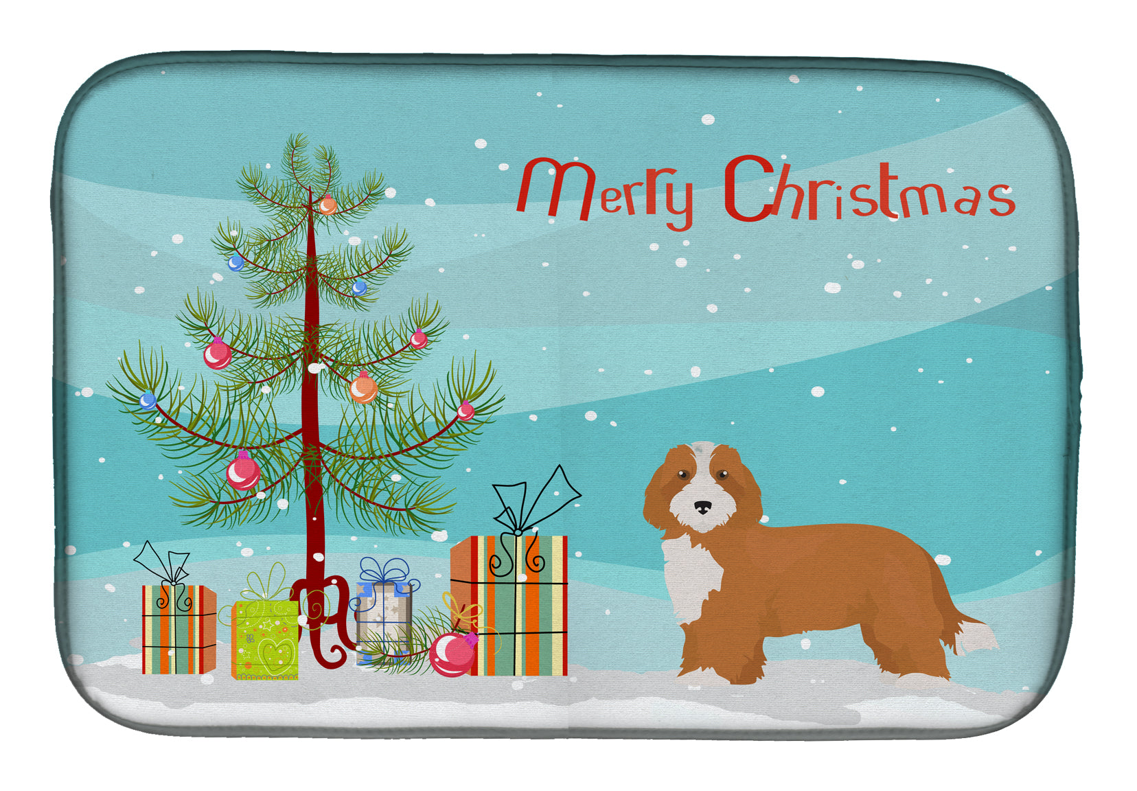 Doxiepoo #2 Christmas Tree Dish Drying Mat Absorbent Dish Drying Mat Pad for Kitchen Counter Dish Drainer Mat for Countertop, 14 x 21", Multicolor