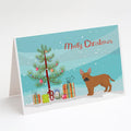 Tan French Bulldog Pit Bull Mix Christmas Tree Greeting Cards Pack of 8 Blank Cards with Envelopes Whimsical A7 Size 5x7