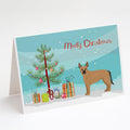 Tan German Shepherd Mastiff Mix Christmas Tree Greeting Cards Pack of 8 Blank Cards with Envelopes Whimsical A7 Size 5x7