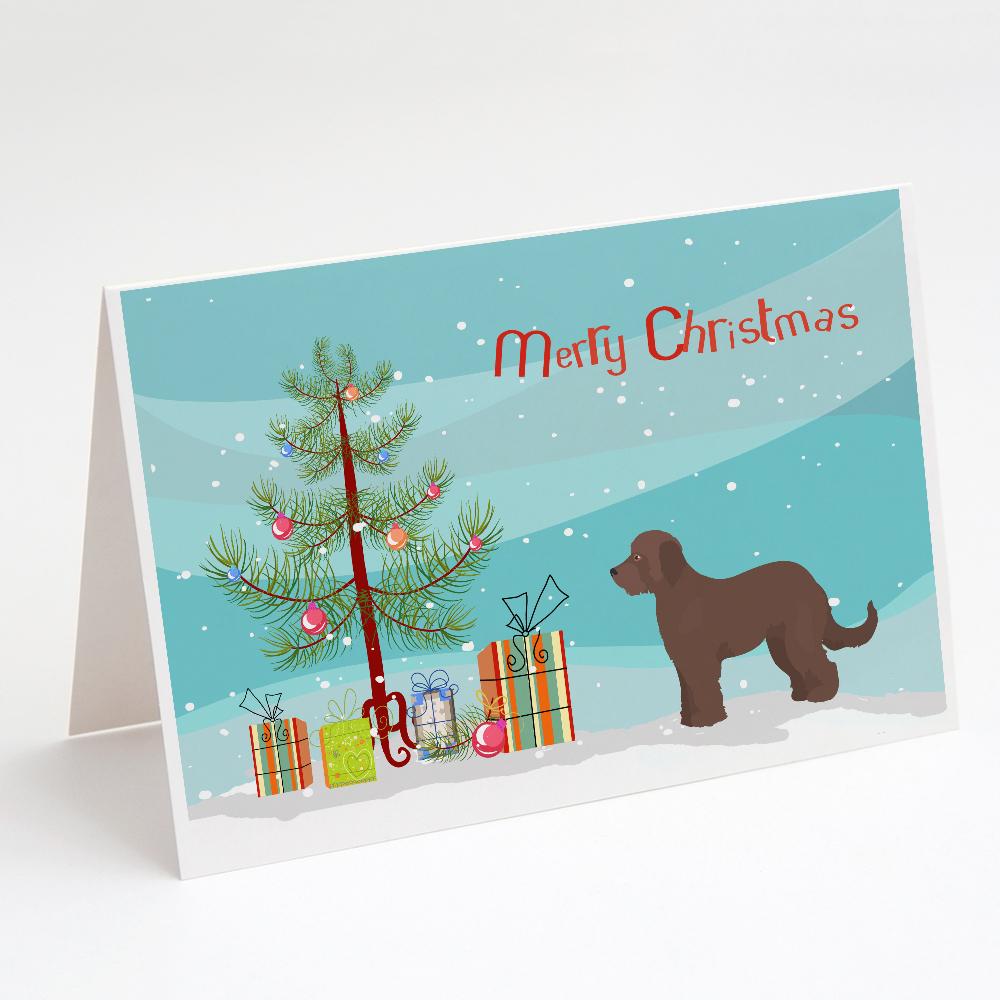 Brown Goldendoodle Christmas Tree Greeting Cards Pack of 8 Blank Cards with Envelopes Whimsical A7 Size 5x7