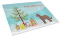 Brown Goldendoodle Christmas Tree Cutting Board Tempered Glass Kitchen Cutting Surface, Heat Resistant Chopping, Non-Slip Feet, Food Prep & Serving
