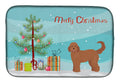 Tan Goldendoodle Christmas Tree Dish Drying Mat Absorbent Dish Drying Mat Pad for Kitchen Counter Dish Drainer Mat for Countertop, 14 x 21", Multicolor
