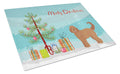 Tan Goldendoodle Christmas Tree Cutting Board Tempered Glass Kitchen Cutting Surface, Heat Resistant Chopping, Non-Slip Feet, Food Prep & Serving