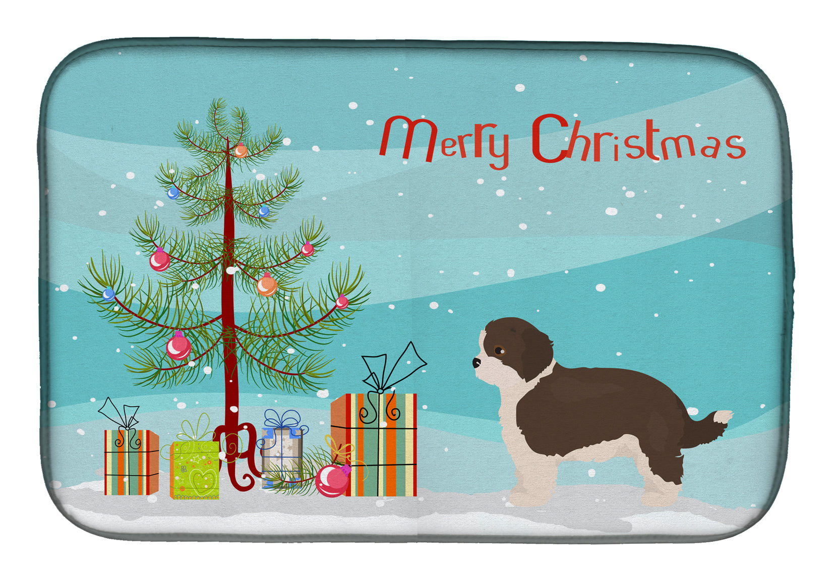Havapoo #1 Christmas Tree Dish Drying Mat Absorbent Dish Drying Mat Pad for Kitchen Counter Dish Drainer Mat for Countertop, 14 x 21", Multicolor