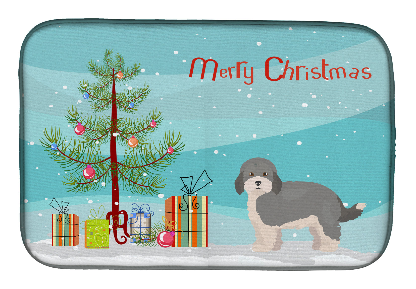 Havapoo #2 Christmas Tree Dish Drying Mat Absorbent Dish Drying Mat Pad for Kitchen Counter Dish Drainer Mat for Countertop, 14 x 21", Multicolor