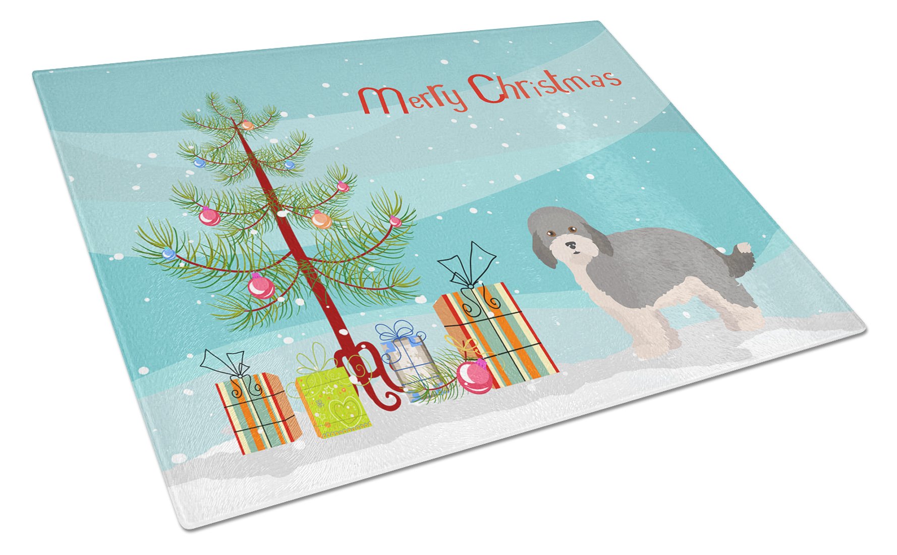 Havapoo #2 Christmas Tree Cutting Board Tempered Glass Kitchen Cutting Surface, Heat Resistant Chopping, Non-Slip Feet, Food Prep & Serving