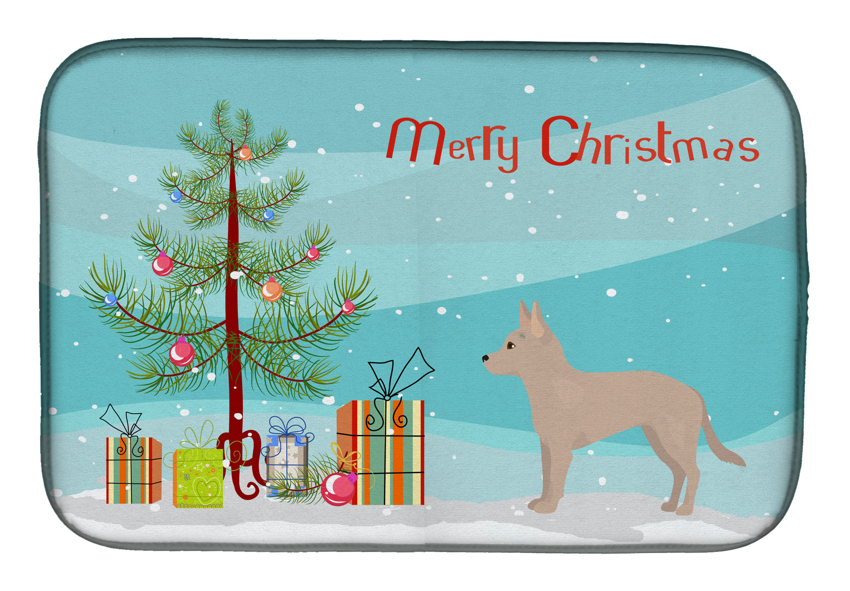 Tan Jackhuahua Christmas Tree Dish Drying Mat Absorbent Dish Drying Mat Pad for Kitchen Counter Dish Drainer Mat for Countertop, 14 x 21", Multicolor